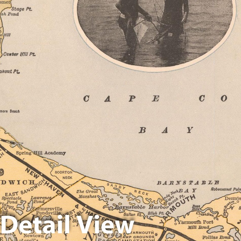 Historic Map : Cape Cod 1927 Transit Cartography , Vintage Wall Art