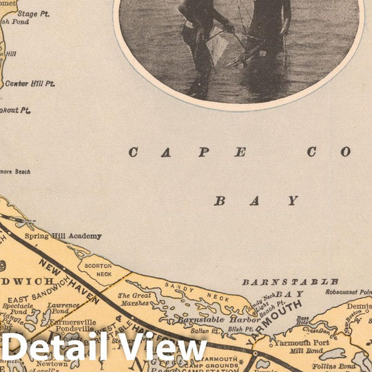 Historic Map : Cape Cod 1927 Transit Cartography , Vintage Wall Art