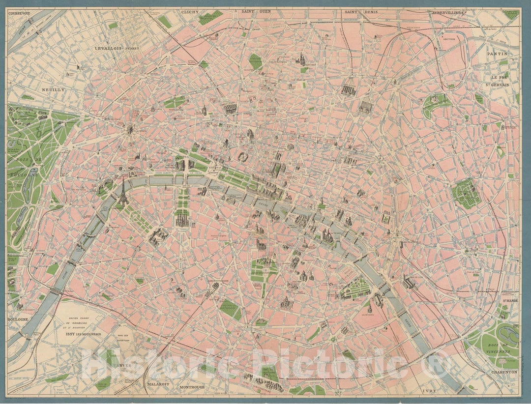 Historic Map : Europe, Paris 1946 , Vintage Wall Art