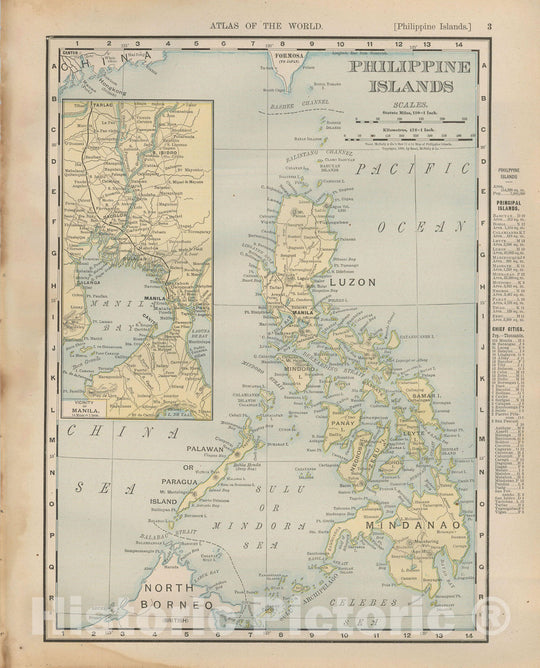 Historic Map : Philippines 1900 , Universal Atlas World , Vintage Wall Art