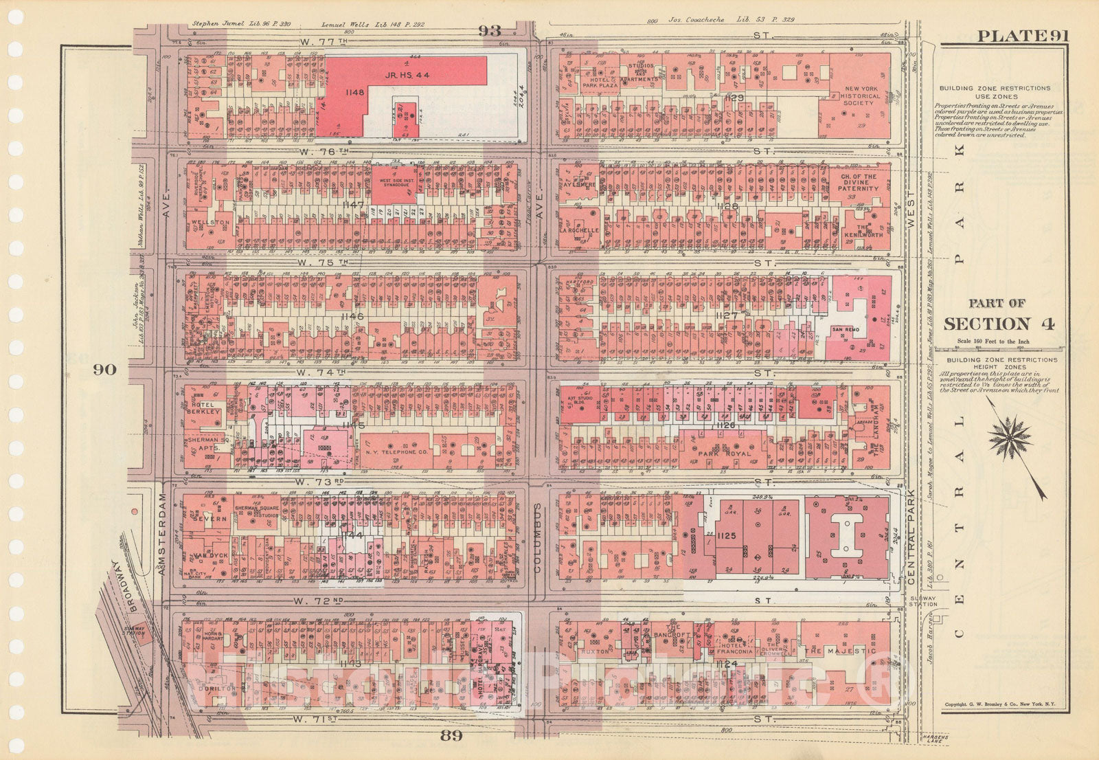 Historic Map : Manhattan Land Book 1955 - Updated Through Nov 7th, New York City 1975 Plate 091 , Vintage Wall Art