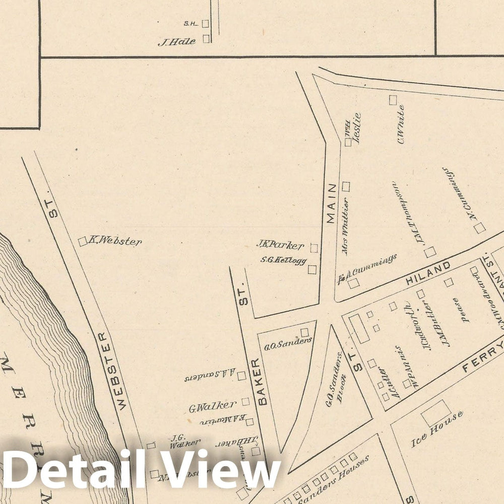 Historic Map : Hudson & Merrimack 1892 , Town and City Atlas State of New Hampshire , Vintage Wall Art