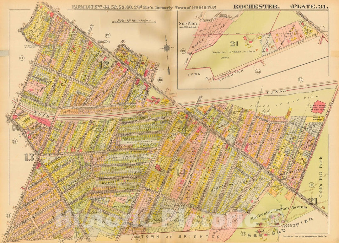 Historic Map : Plat Book of the City of Rochester New York and Vicinity, 1918 Plate 031 , Vintage Wall Art