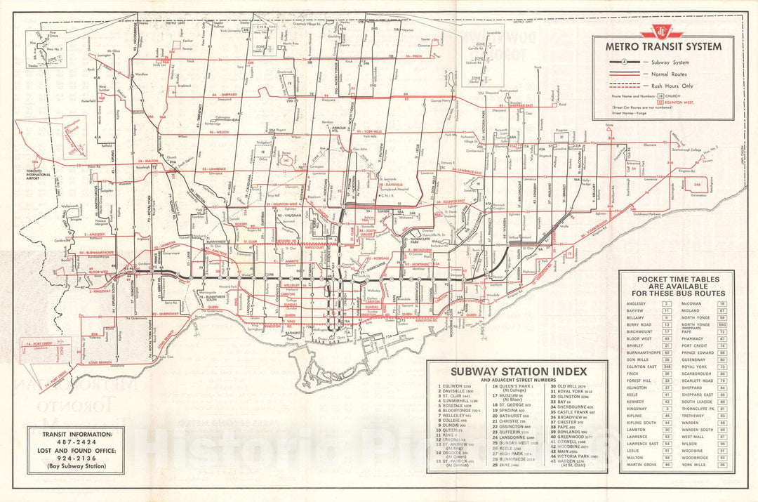 Historic Map : Toronto 1968 Transit Railroad Catography , Vintage Wall Art