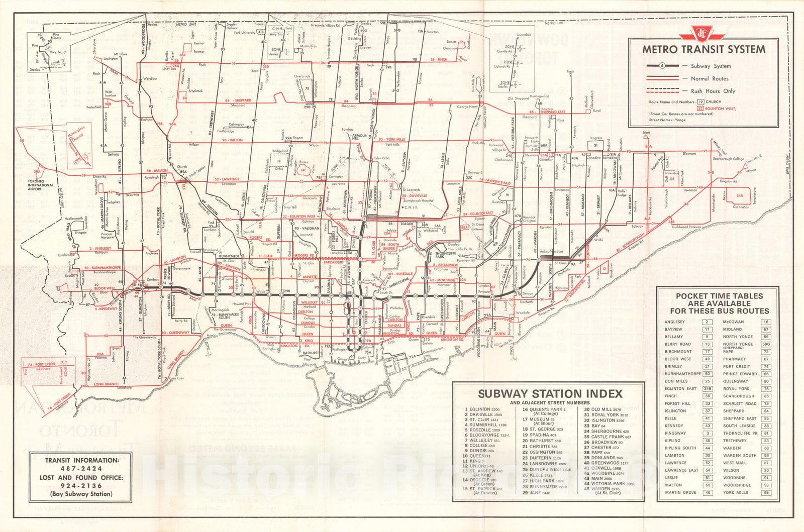 Historic Map : Toronto 1968 Transit Railroad Catography , Vintage Wall Art