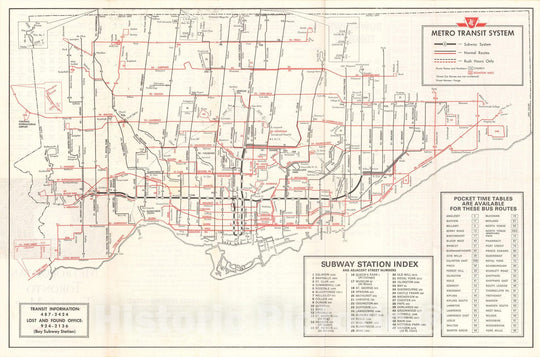 Historic Map : Toronto 1968 Transit Railroad Catography , Vintage Wall Art