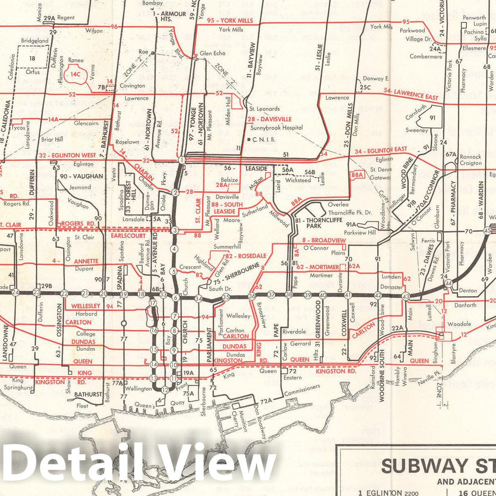 Historic Map : Toronto 1968 Transit Railroad Catography , Vintage Wall Art