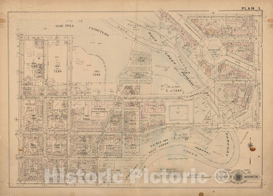 Historic Map : Atlas of Washington D.C. Volume 3 (Outer NW), Georgetown & Washington 1937 Plate 003 , Vintage Wall Art