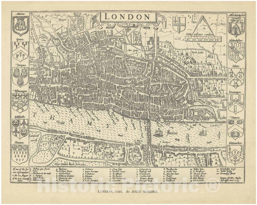 Historic Map : Europe, London 1593 , Vintage Wall Art