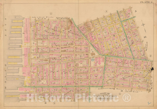 Historic Map : Robinson's Atlas City of Brooklyn, NY, Brooklyn 1886 Plate 002 , Vintage Wall Art