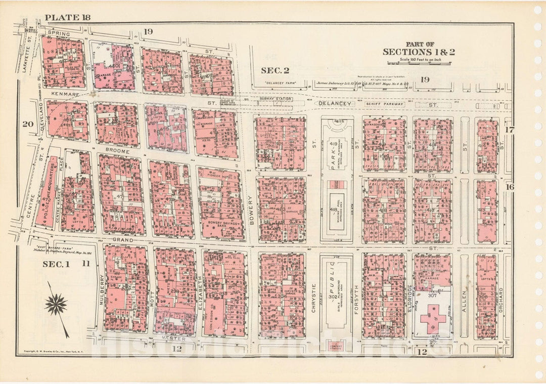 Historic Map : Manhattan Land Book 1955 - Updated Through Nov 7th, New York City 1975 Plate 018 , Vintage Wall Art