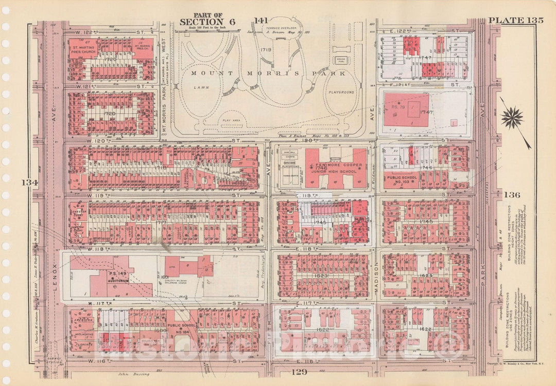 Historic Map : Manhattan Land Book 1955 - Updated Through Nov 7th, New York City 1975 Plate 135 , Vintage Wall Art