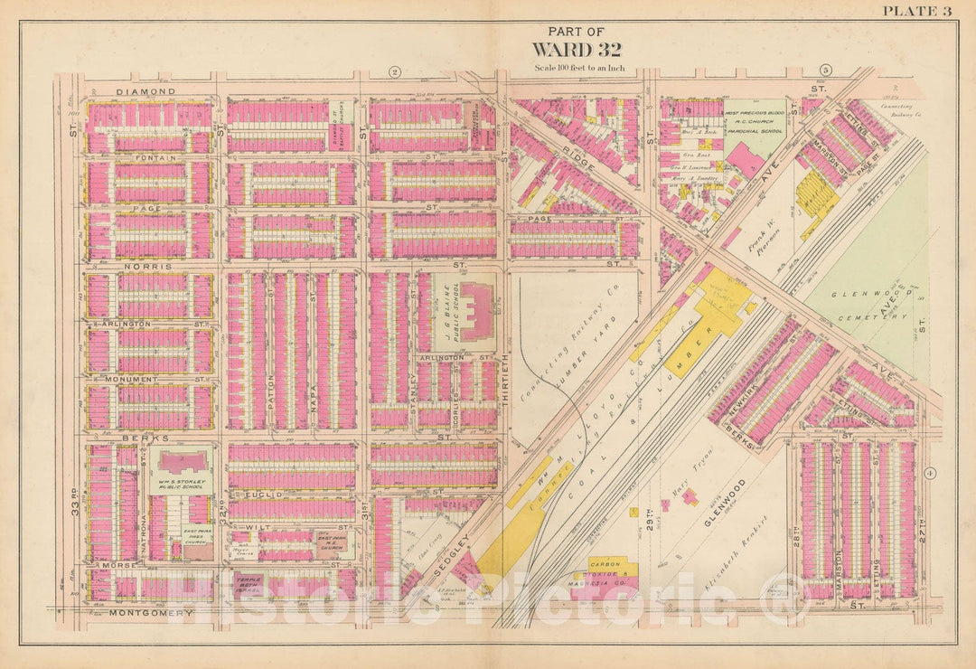 Historic Map : Philadelphia 1908 Plate 003 , Atlas 28th 32nd & 37th Wards of the City of Philadelphia , Vintage Wall Art