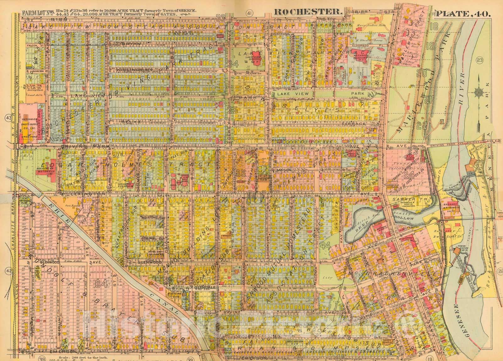 Historic Map : Plat Book of the City of Rochester New York and Vicinity, 1918 Plate 040 , Vintage Wall Art