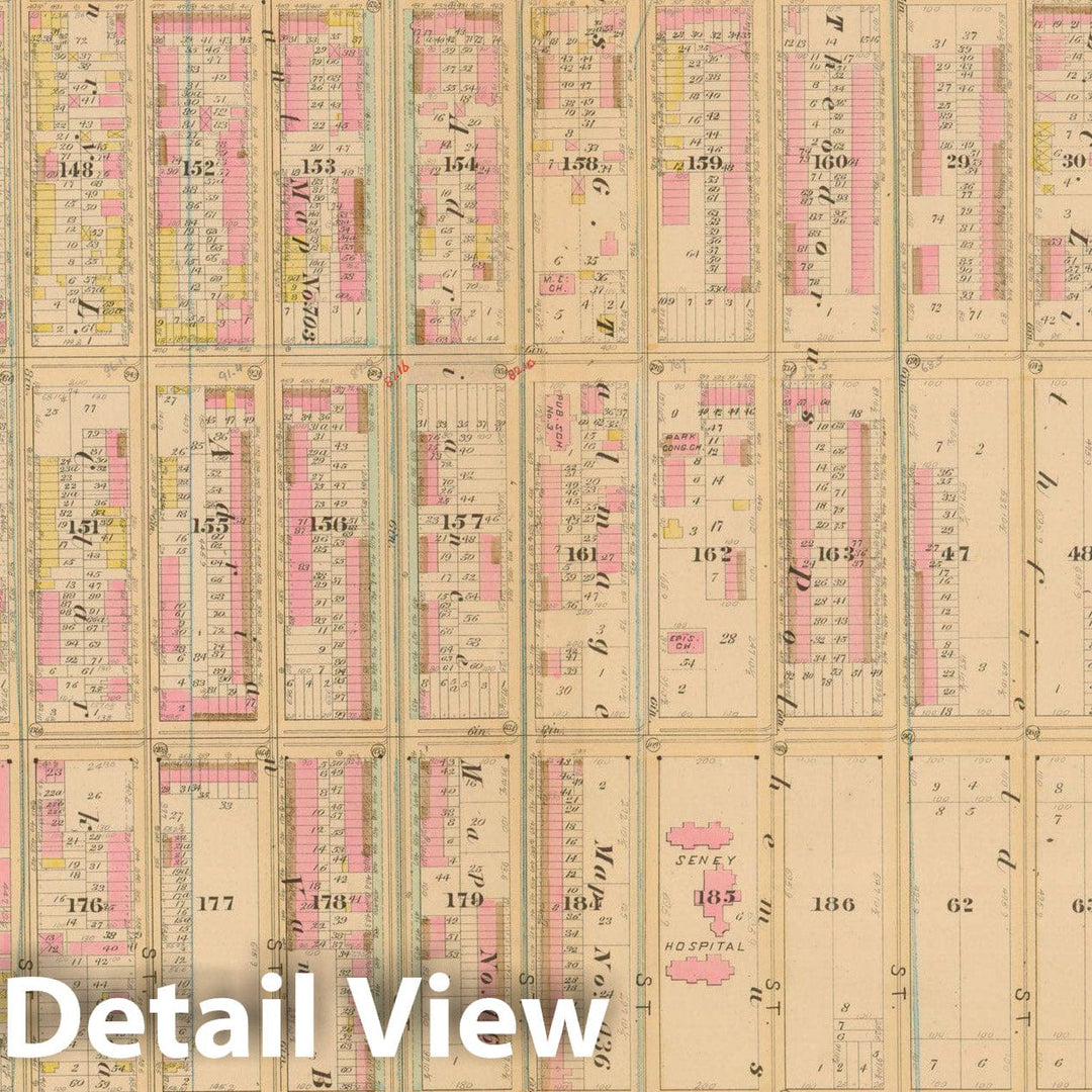 Historic Map : Robinson's Atlas City of Brooklyn, NY, Brooklyn 1886 Plate 028 , Vintage Wall Art