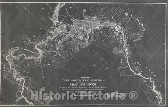 Historic Map : Newton, Charles River Reservations 1894 , Nirenstein's National Preferred Real Estate Locations of Business Properties , Vintage Wall Art