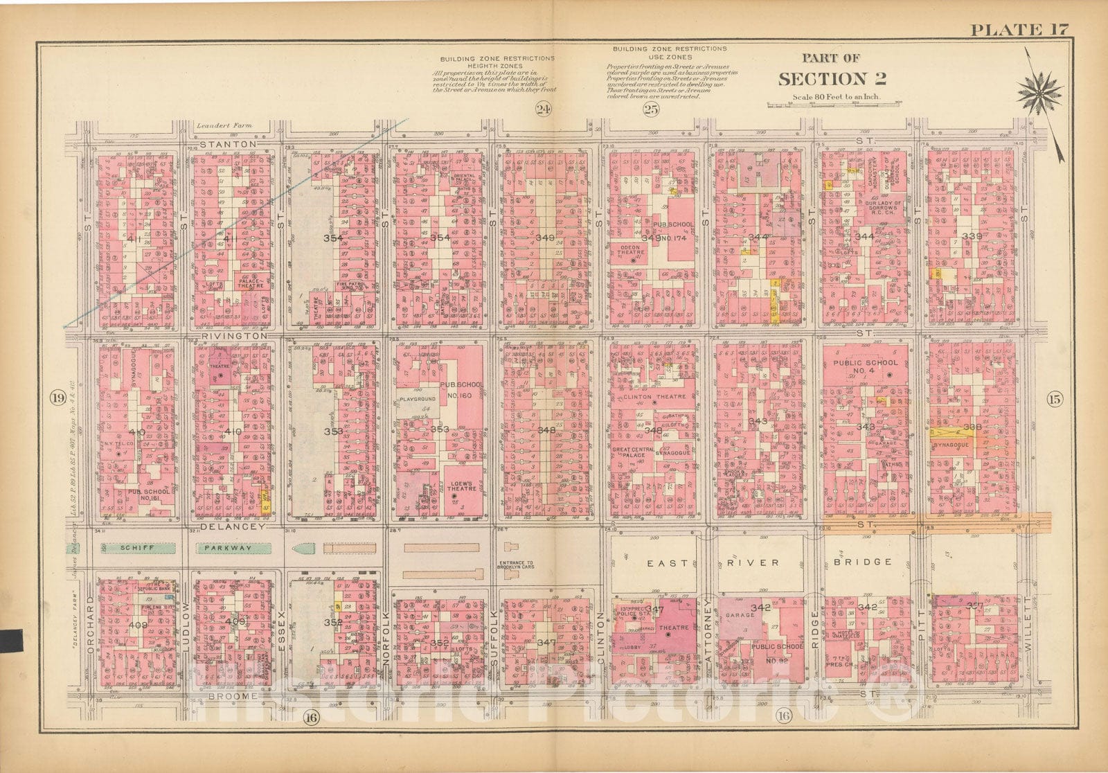 Historic Map : Atlas City of New York, Borough of Manhattan, Vol 1, Batery to 14th St 1922 - 1935 Plate 017 , Vintage Wall Art