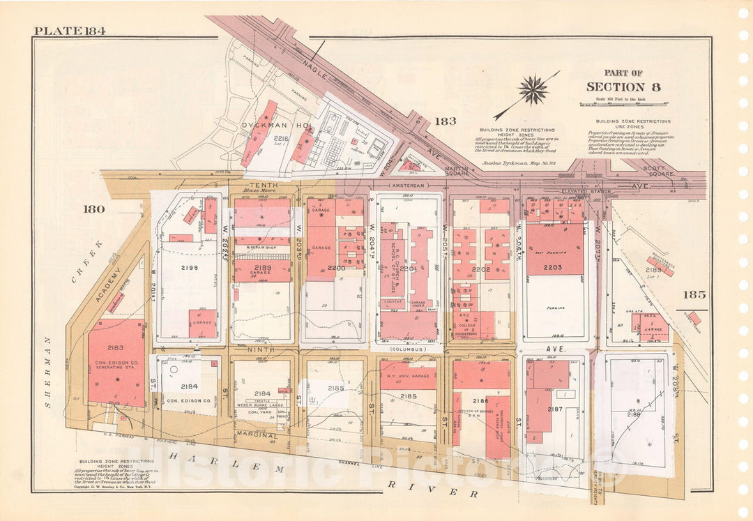 Historic Map : Manhattan Land Book 1955 - Updated Through Nov 7th, New York City 1975 Plate 184 , Vintage Wall Art