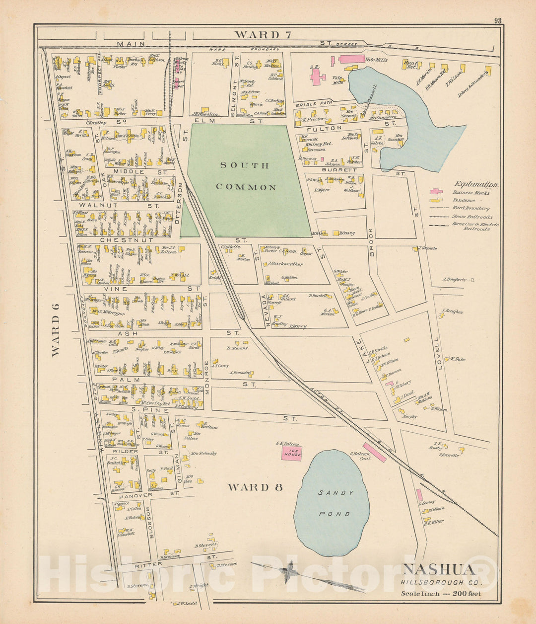 Historic Map : Nashua 1892 , Town and City Atlas State of New Hampshire , v3, Vintage Wall Art