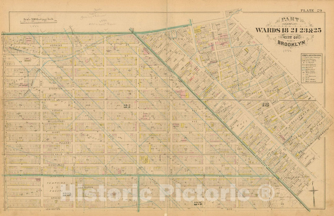 Historic Map : Atlas Entire City of Brooklyn Complete in One Volume, Brooklyn 1880 Plate 029 , Vintage Wall Art