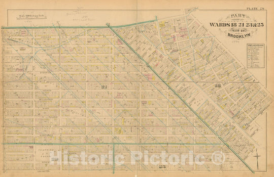 Historic Map : Atlas Entire City of Brooklyn Complete in One Volume, Brooklyn 1880 Plate 029 , Vintage Wall Art