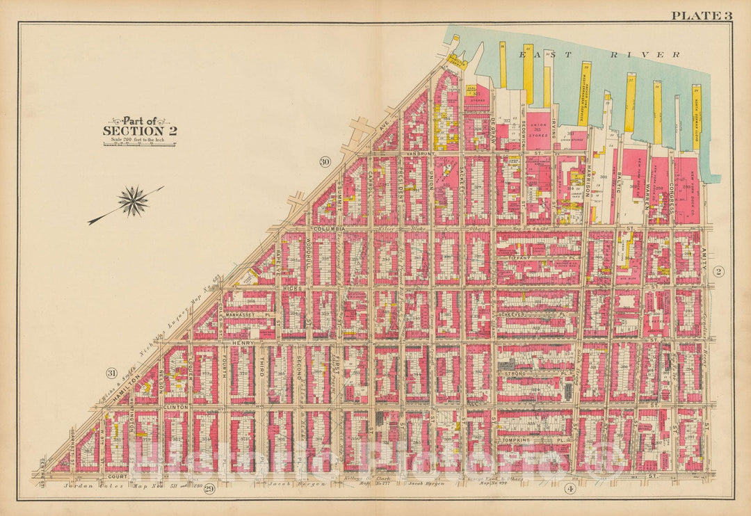 Historic Map : Vol. 1, Brooklyn 1908 Plate 003 , Atlas Borough of Brooklyn , Vintage Wall Art