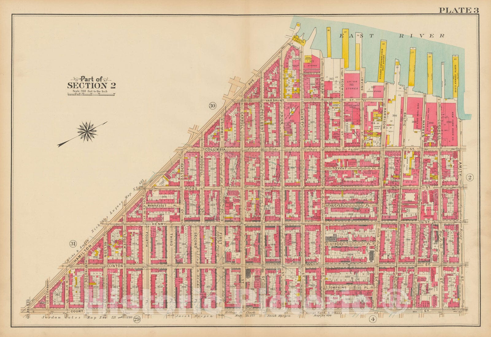 Historic Map : Vol. 1, Brooklyn 1908 Plate 003 , Atlas Borough of Brooklyn , Vintage Wall Art