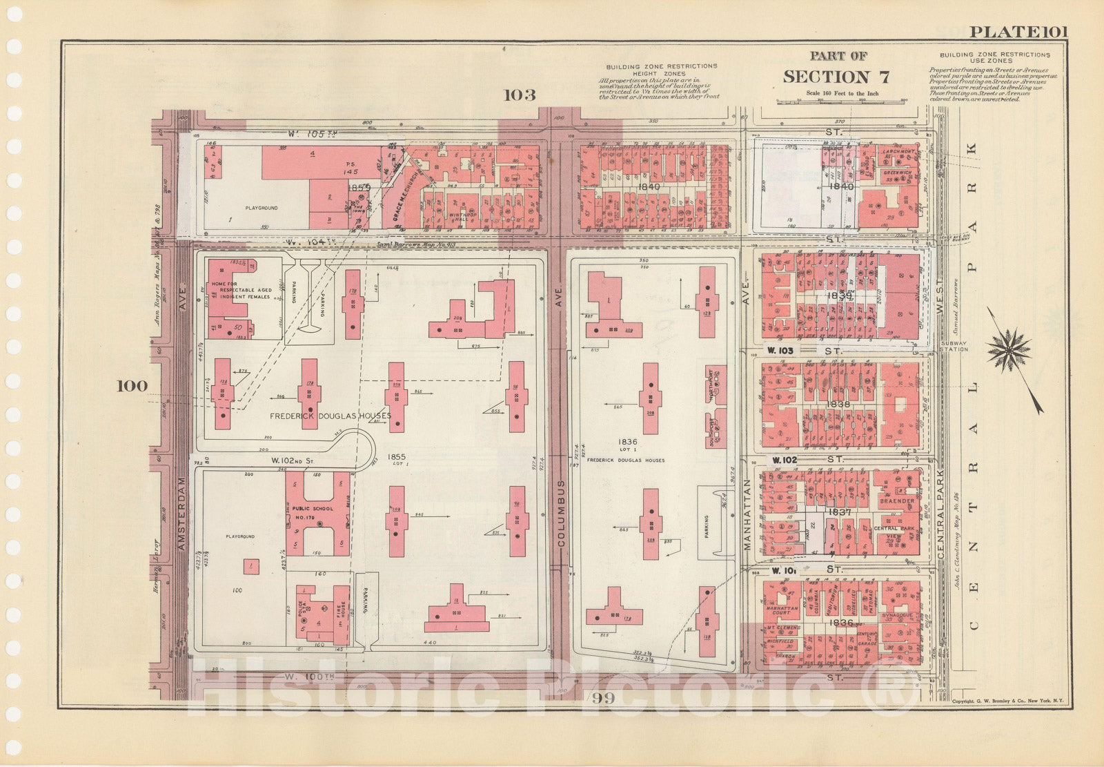 Historic Map : Manhattan Land Book 1955 - Updated Through Nov 7th, New York City 1975 Plate 101 , Vintage Wall Art