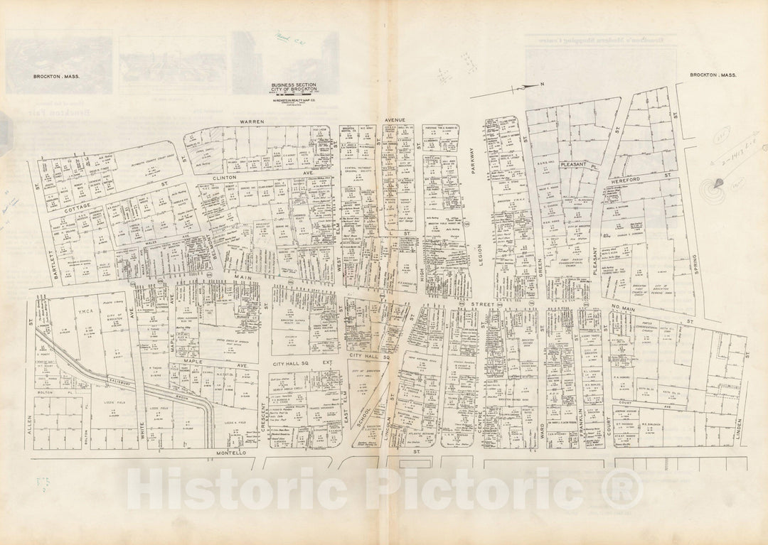 Historic Map : New England States Ed., Brockton 1946 , Nirenstein's National Preferred Real Estate Locations of Business Properties , Vintage Wall Art