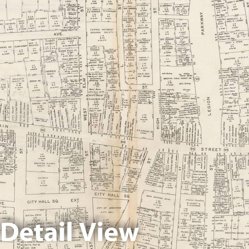 Historic Map : New England States Ed., Brockton 1946 , Nirenstein's National Preferred Real Estate Locations of Business Properties , Vintage Wall Art