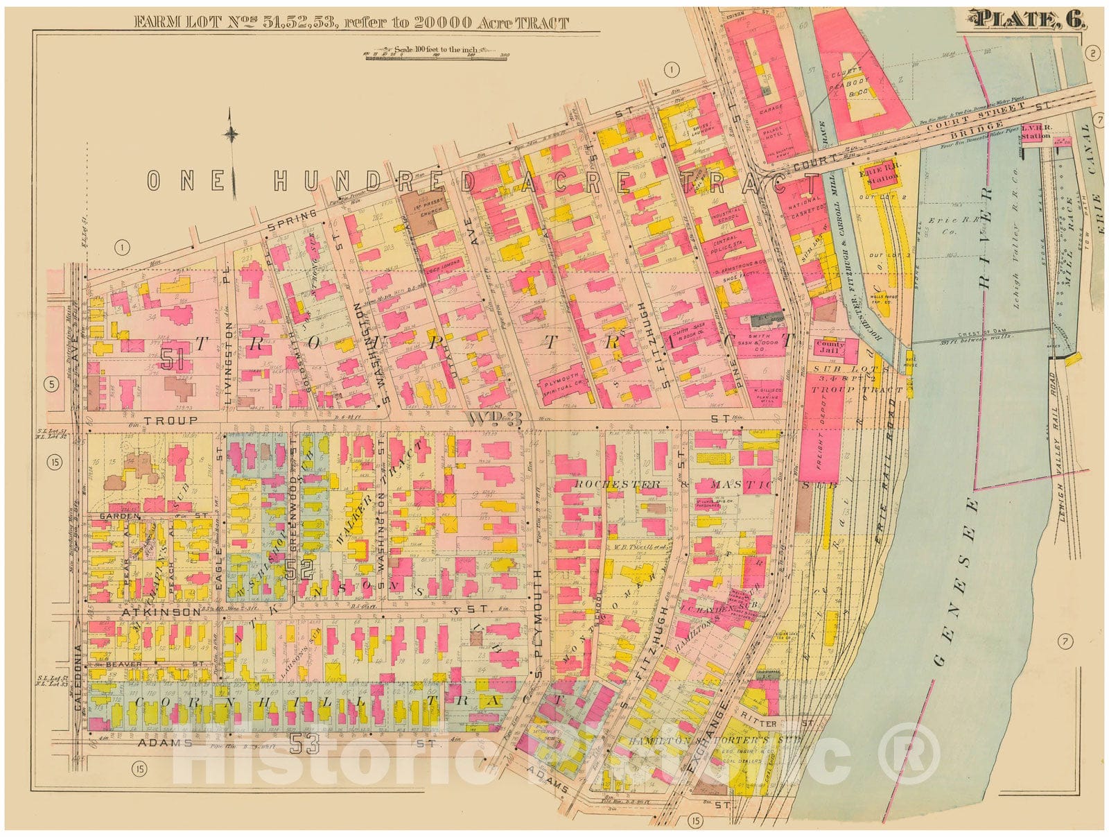 Historic Map : Atlas City of Rochester New York, Rochester 1910 Plate 006 , Vintage Wall Art