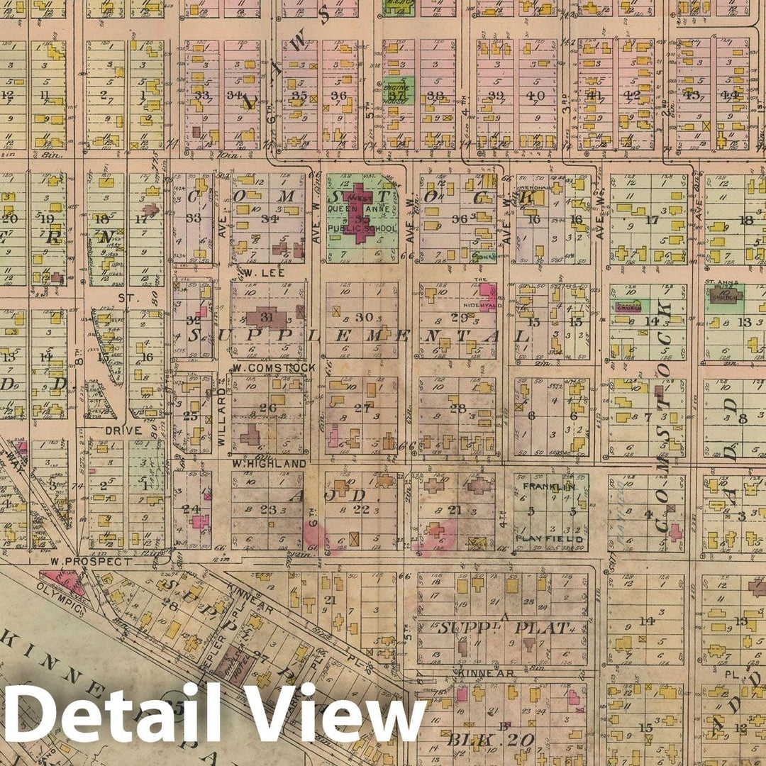 Historic Map : Real Estate Atlas of Surveys of Seattle, Seattle 1912 Plate 009 , Vintage Wall Art