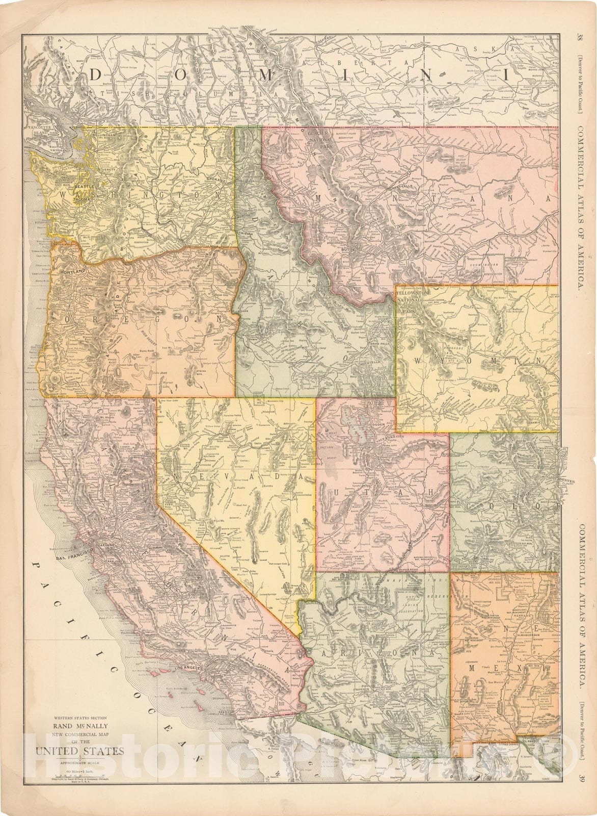 Historic Map : Commercial Atlas of America, 56th Edition, United States 1925 , v2, Vintage Wall Art