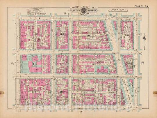 Historic Map : Atlas of Washington D.C. Volume 1 (Inner NW), Washington 1939 Plate 033 , Vintage Wall Art