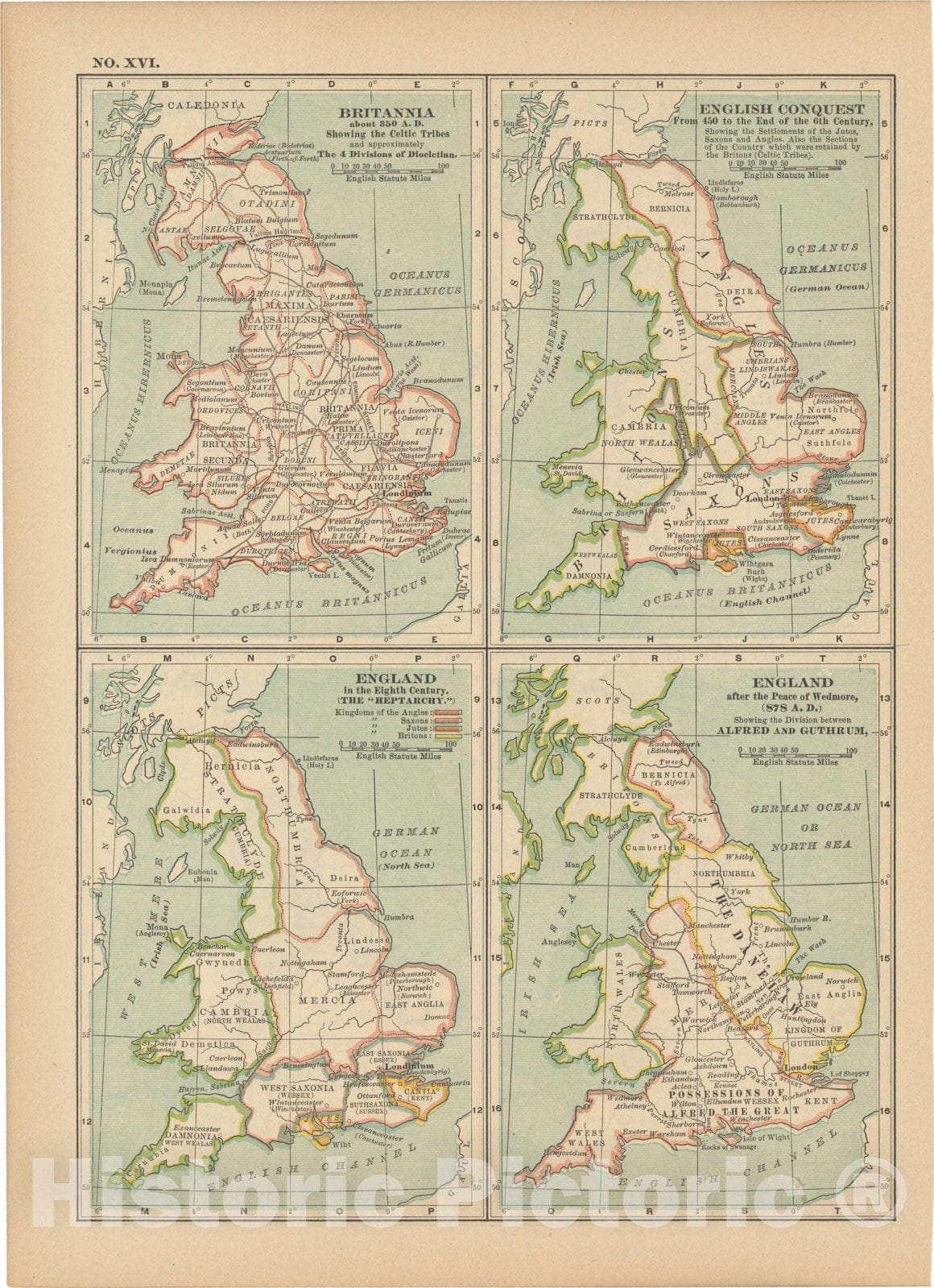 Historic Map : England 1914 , Century Atlas of the World, Vintage Wall Art