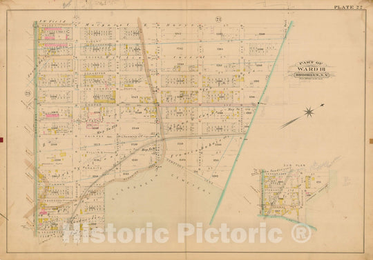 Historic Map : Robinson's Atlas City of Brooklyn, NY, Brooklyn 1886 Plate 022 , Vintage Wall Art