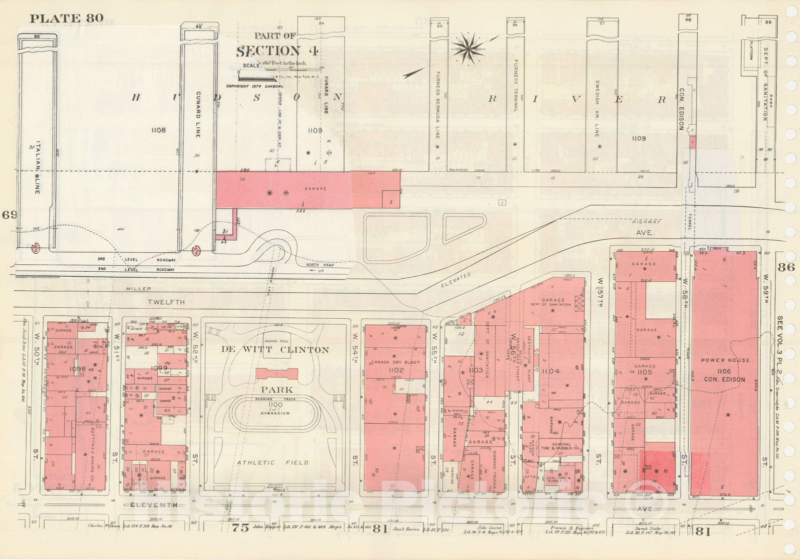 Historic Map : Manhattan Land Book 1955 - Updated Through Nov 7th, New York City 1975 Plate 080 , Vintage Wall Art