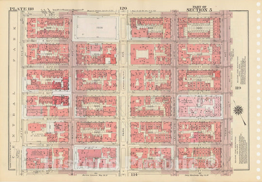 Historic Map : Manhattan Land Book 1955 - Updated Through Nov 7th, New York City 1975 Plate 118 , Vintage Wall Art