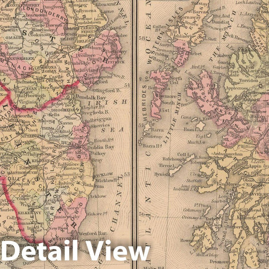 Historic Map : Ireland & Scotland 1867 , New General Atlas , Vintage Wall Art