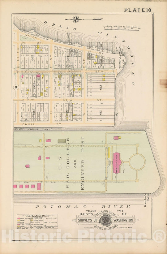 Historic Map : Atlas of Washington D.C. Volume 2 (NE, SE, SW), Washington 1928 Plate 010 , Vintage Wall Art