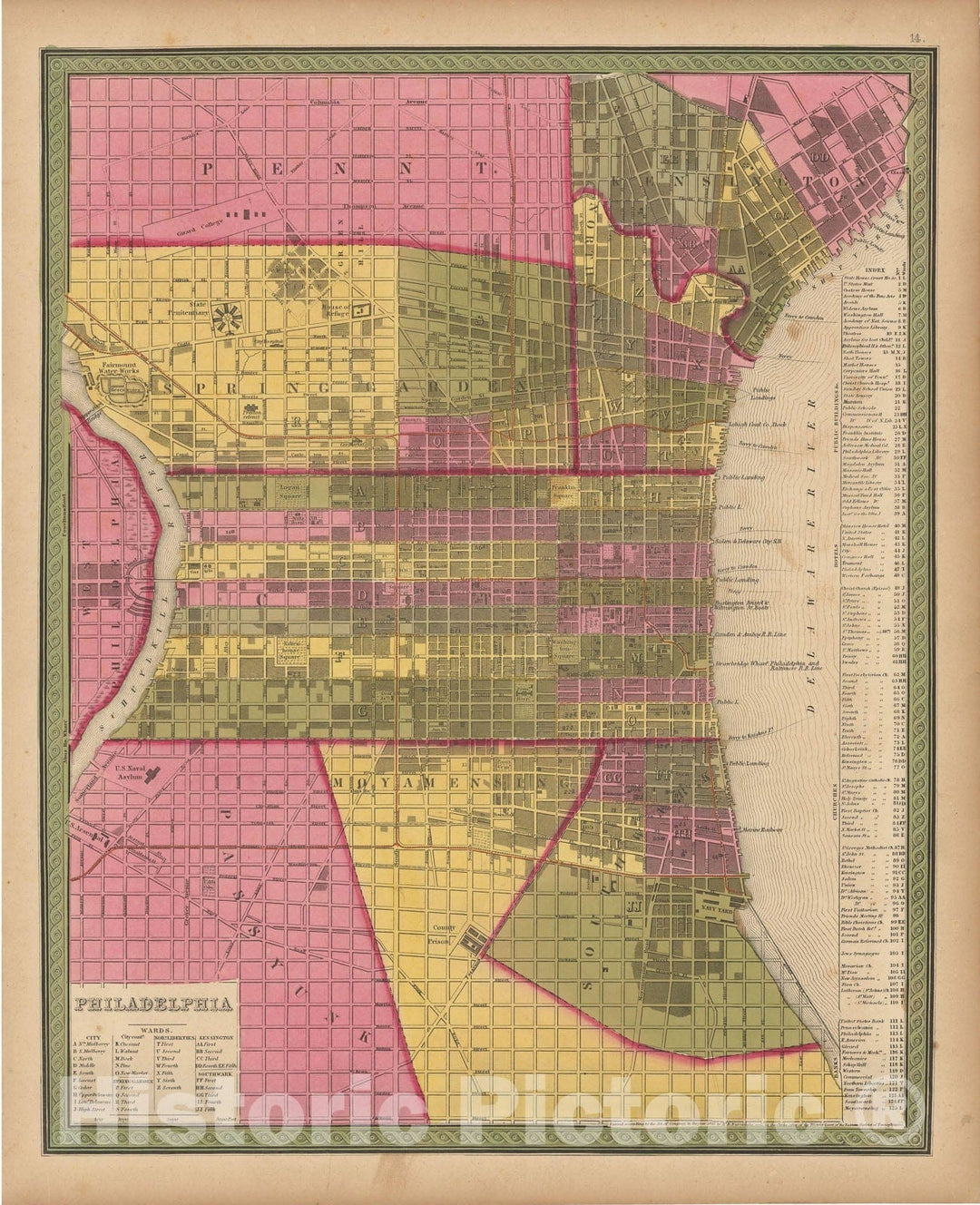 Historic Map : Philadelphia 1847 , A New Universal Atlas of the World , Vintage Wall Art