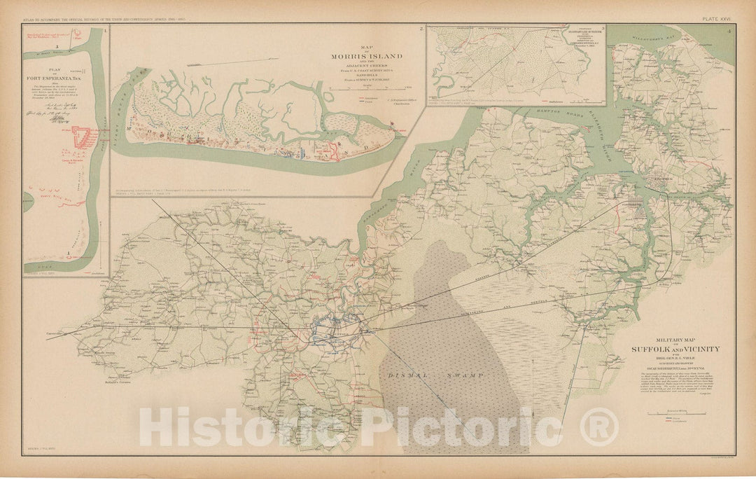 Historic Map : Civil War Atlas of the Union and Confederate Armies, Battles in PA, VA & TX 1895 , Vintage Wall Art