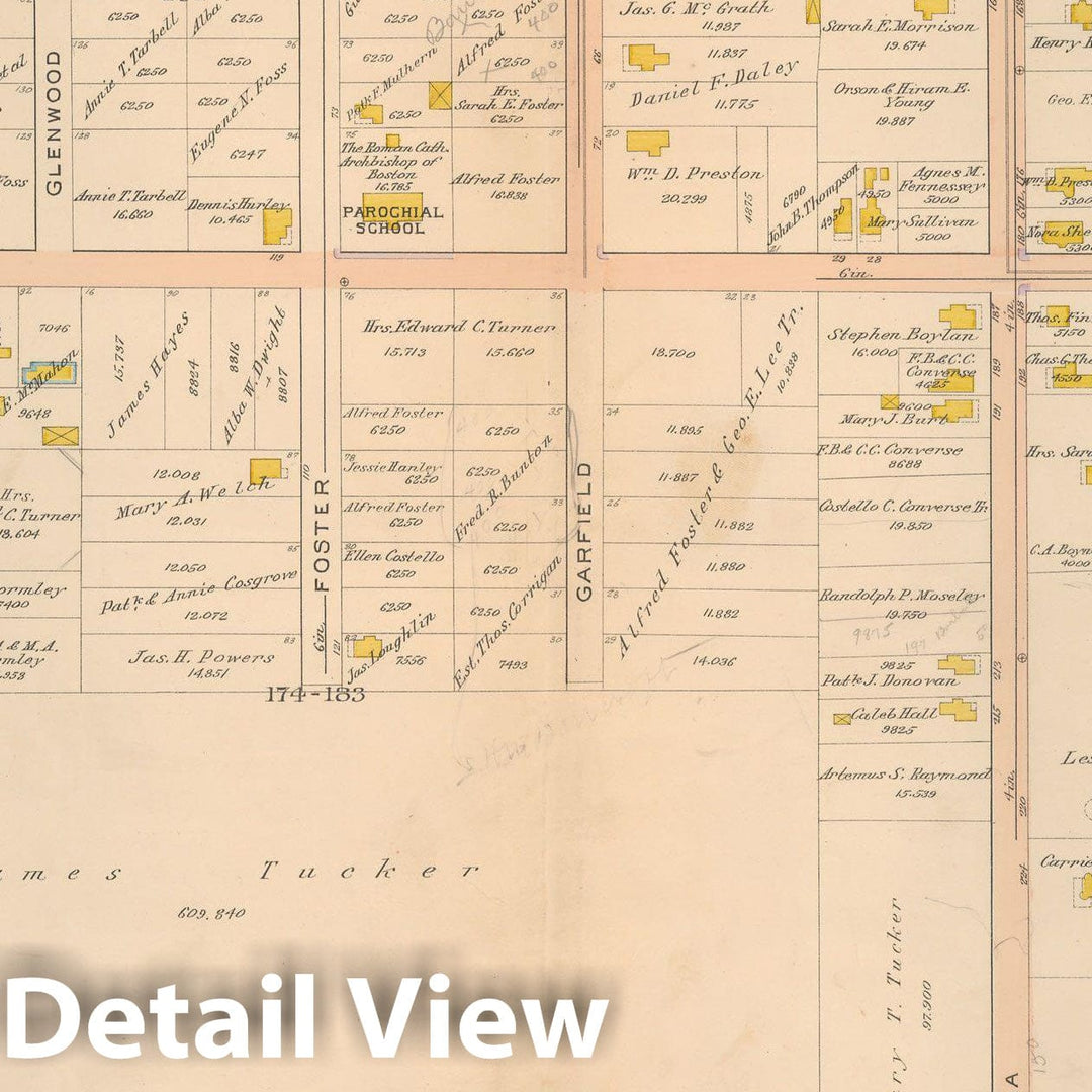 Historic Map : Atlas City of Boston Ward 26 Hyde Park, Hyde Park 1912 Plate 003 , Vintage Wall Art