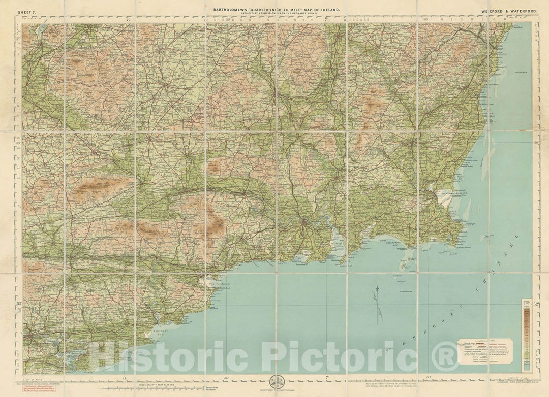 Historic Map : Bartholomew's Quarter-Inch to Mile Maps of Ireland , v2, Vintage Wall Art