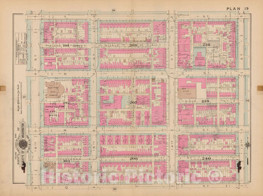 Historic Map : Atlas of Washington D.C. Volume 1 (Inner NW), Washington 1939 Plate 019 , Vintage Wall Art