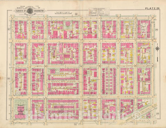 Historic Map : Atlas of Washington D.C. Volume 2 (NE, SE, SW), Washington 1928 Plate 020 , Vintage Wall Art