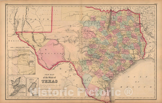 Historic Map : Texas 1857 , General Atlas (Of The World) , Vintage Wall Art