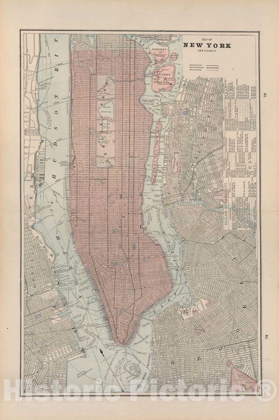 Historic Map : Atlas World, New York City 1888 , Vintage Wall Art