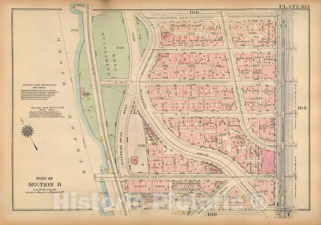 Historic Map : Land Book of the Borough of Manhattan, City of NY, Manhattan 1925 Plate 163 , Vintage Wall Art