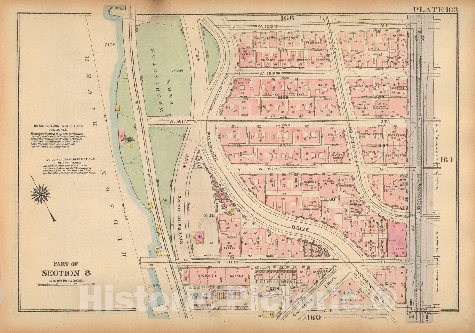 Historic Map : Land Book of the Borough of Manhattan, City of NY, Manhattan 1925 Plate 163 , Vintage Wall Art